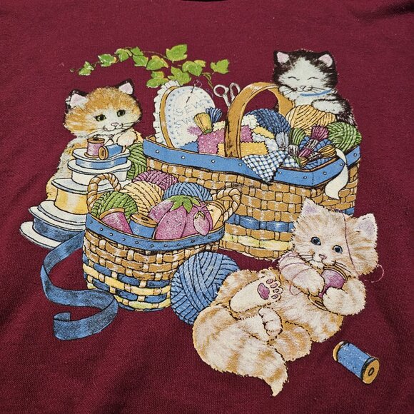 Vintage Cottagecore Granniecore Cat Lady Femi Cozy Turtleneck Cat Sweatshirt - Picture 3 of 11